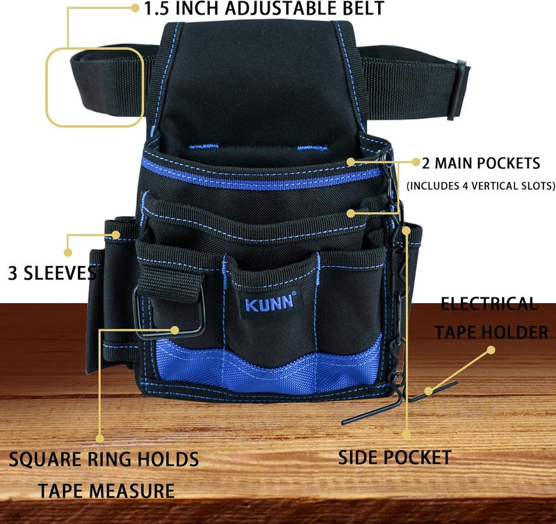 KUNN Electrician Tool Pouch - Durable Small Basic Maintenance Tool Pouch Belt with Belt Clip - Image 2